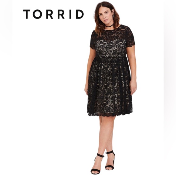 Torrid 4X Black Lace Illusion Neck Skater Dress BNWT - Picture 1 of 11